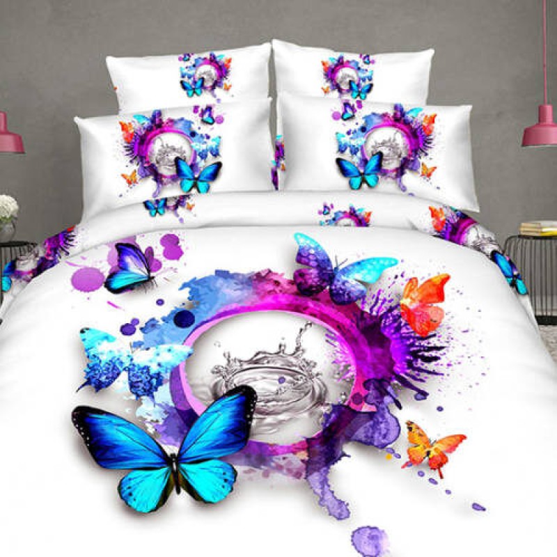 Lenjerie de pat digital print 3D (RAINBOW BUTTERFLY)